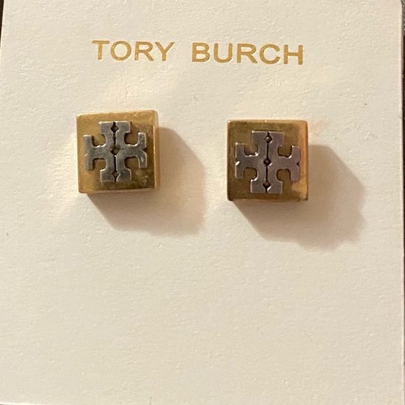 Tory Burch Block T Logo Stud Earrings - Picture 1 of 4
